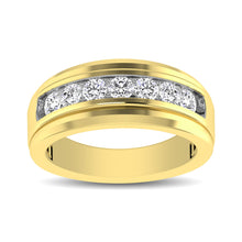 10K Yellow Gold 1/2 Ctw Round Cut Diamond Mens Wedding Band