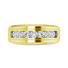 10K Yellow Gold 1 Ctw Round Cut Diamond Mens Wedding Band