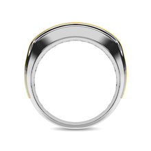 10K White Gold with Accent of 10K Yellow Gold 1/4 Ct.Tw. Diamond 7 Stone Mens Band