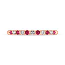Diamond 1/4 Ct.Tw. And Ruby Stack Band in 10K Rose Gold ( 5 Diamond and 6 Ruby )