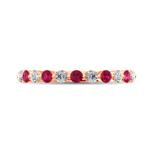 Diamond 1/2 Ct.Tw. And Alternate Ruby Stack Band in 14K Rose Gold ( 6 Diamond and 5 Ruby )