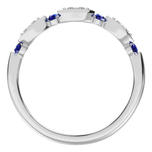 Diamond 1/5 Ct.Tw. And Alternate Blue Sapphire Stack Band in 14K White Gold (6 Diamonds & 4 Blue Sapphire)