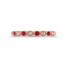 Ruby and Alternate Diamond 1/6 Ct.Tw. Stack Band in 14K Rose Gold