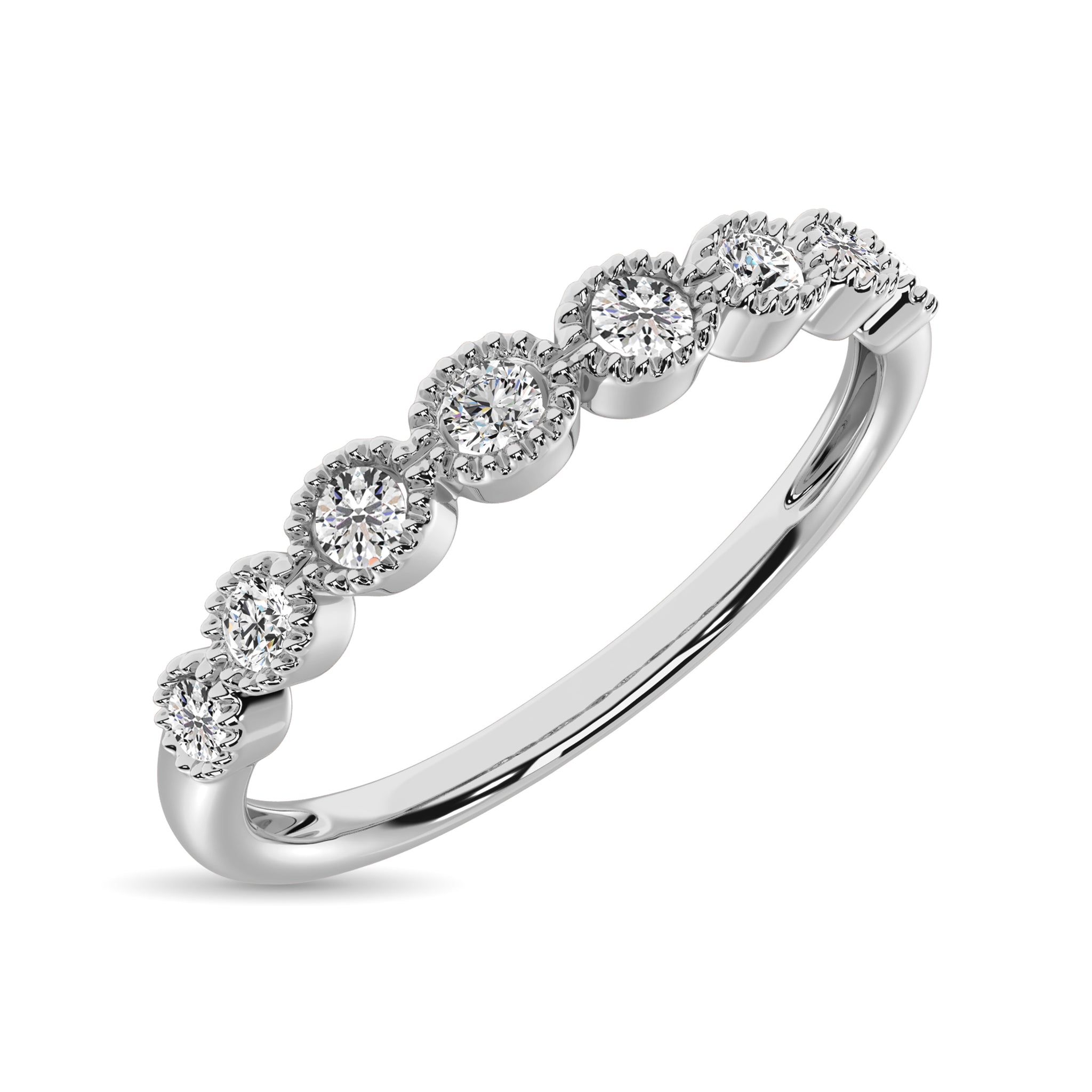 14 White Gold Diamond 1/6 ctw Bubble stackable Band - thediamondsq