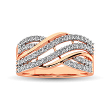 10K Rose Gold 1/6 Ct.Tw. Diamond Criss Cross Ring
