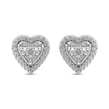 10K White Gold 1/3 Ct.Tw. Diamond Heart Stud Earrings