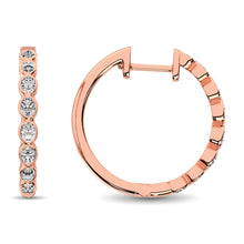 10K Rose Gold 1/3 Ct.Tw. Diamond Hoop Earrings - thediamondsq