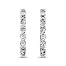 14K White Gold 1/3 Ct.Tw. Diamond Hoop Earrings - thediamondsq