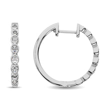 14K White Gold 1/3 Ct.Tw. Diamond Hoop Earrings - thediamondsq