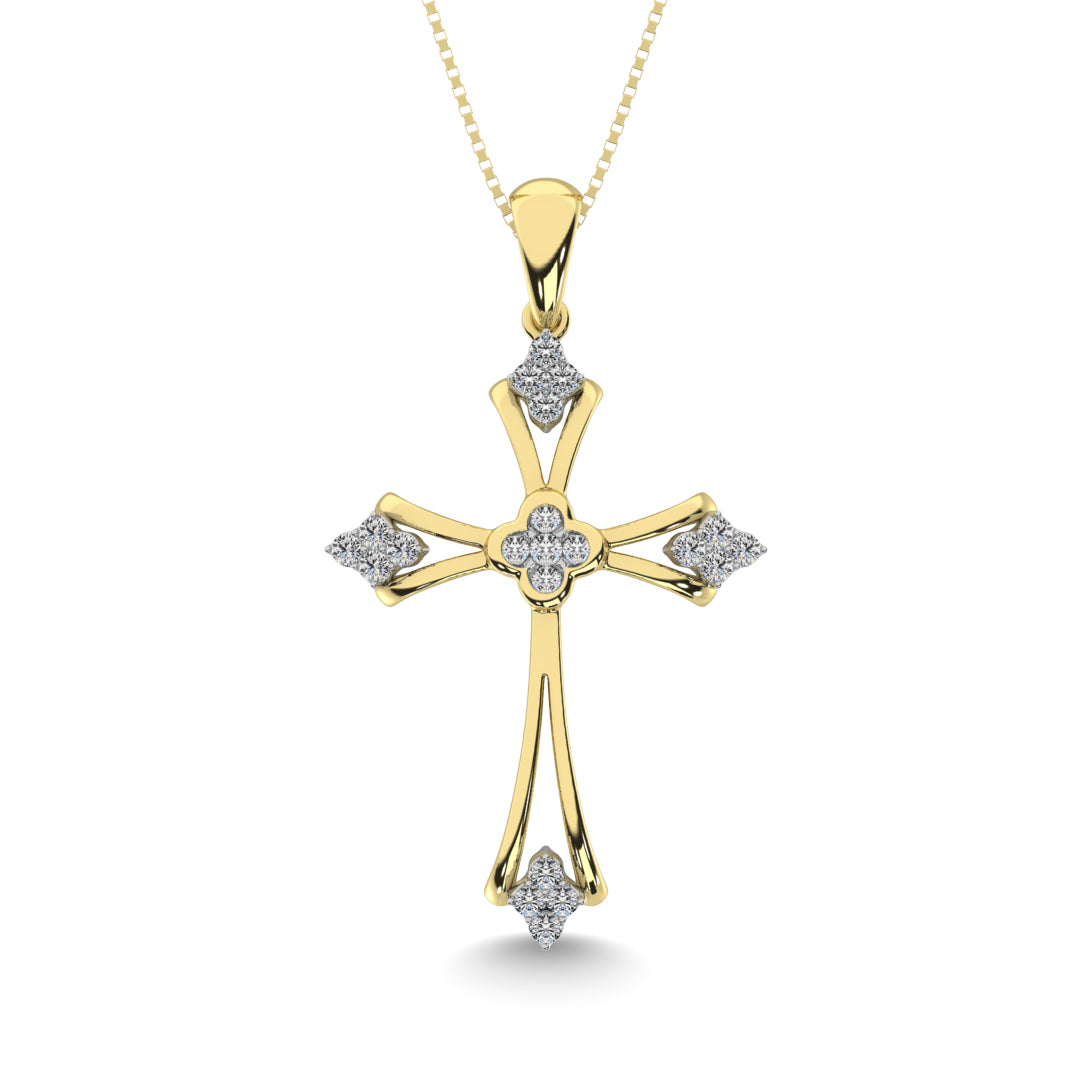 Gothic Style Diamond 1/5 Ct.Tw Cross Pendant in 10K Yellow Gold