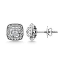 Diamond 5/8 Ct.Tw. Cluster Earrings in 14K White Gold
