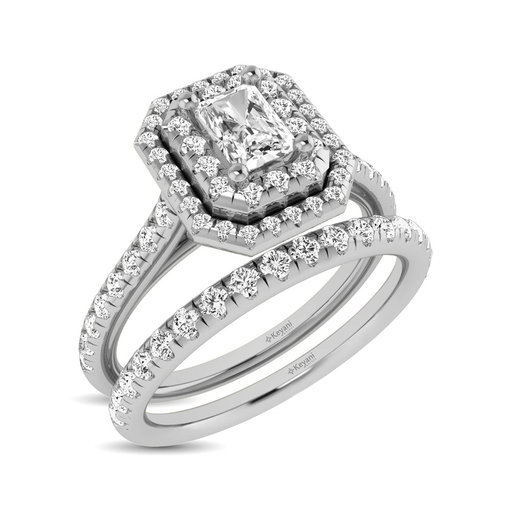 14K White Gold 1Ct.Tw. Diamond keyani Bridal Ring - thediamondsq