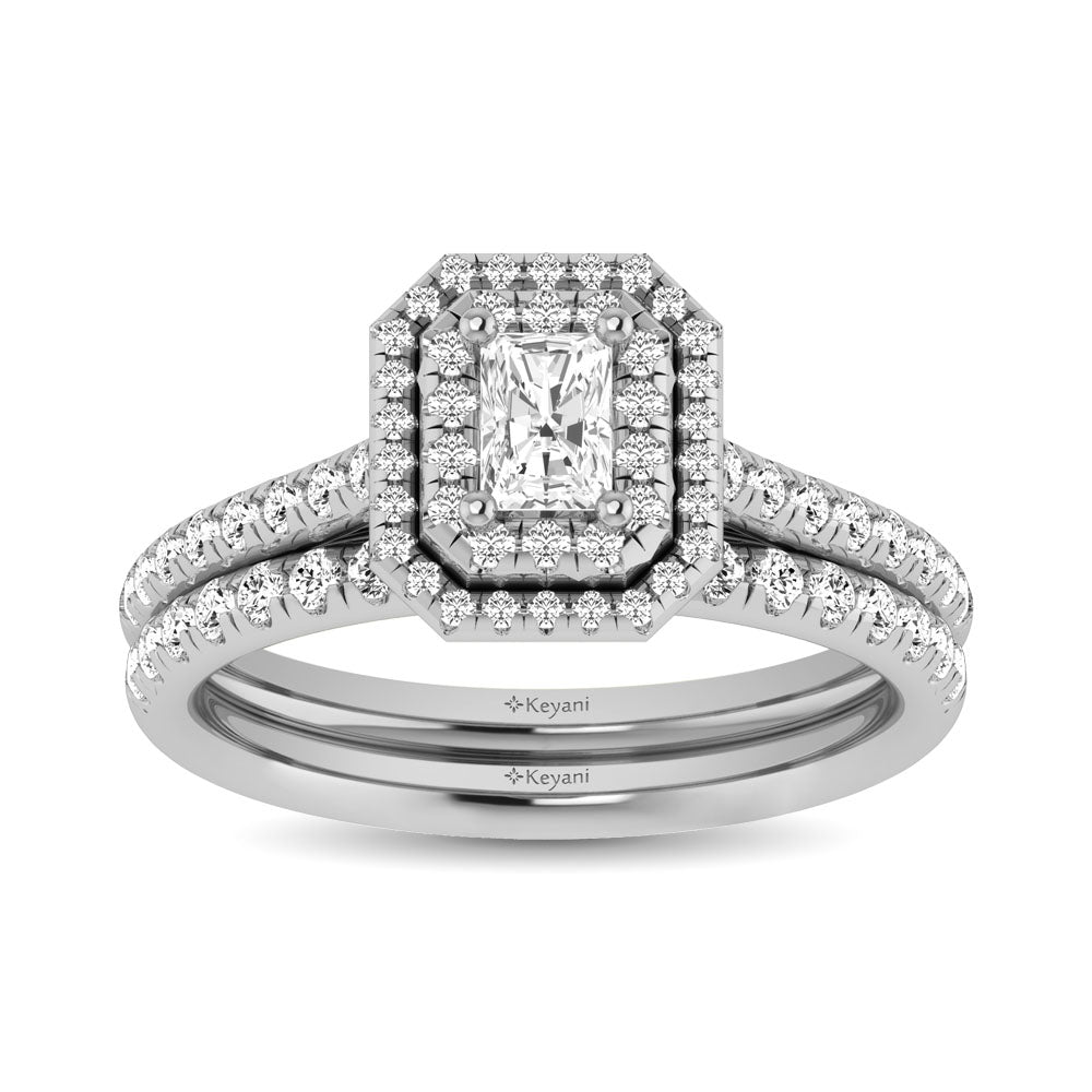 14K White Gold 1Ct.Tw. Diamond keyani Bridal Ring - thediamondsq