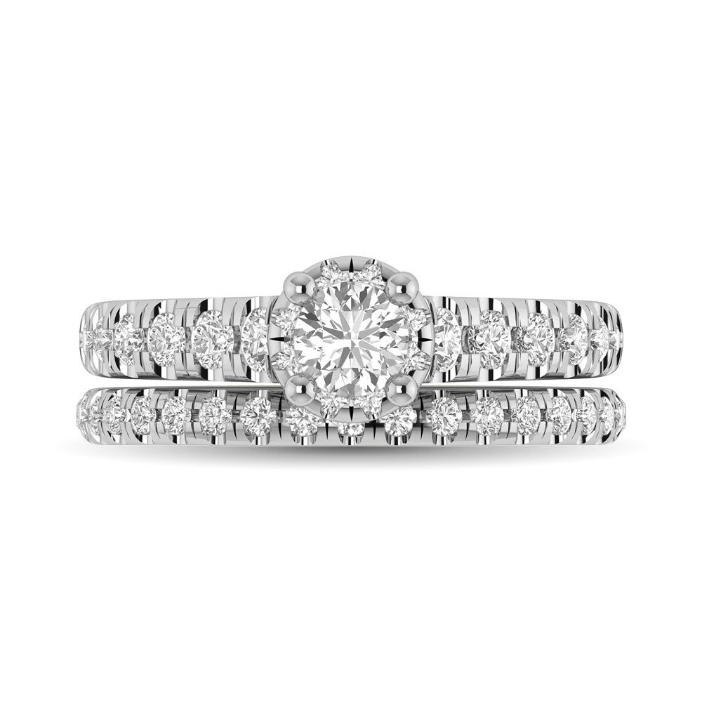 14K White Gold 1 1/4Ct.Tw. Diamond Round Cut keyani Bridal Ring - thediamondsq