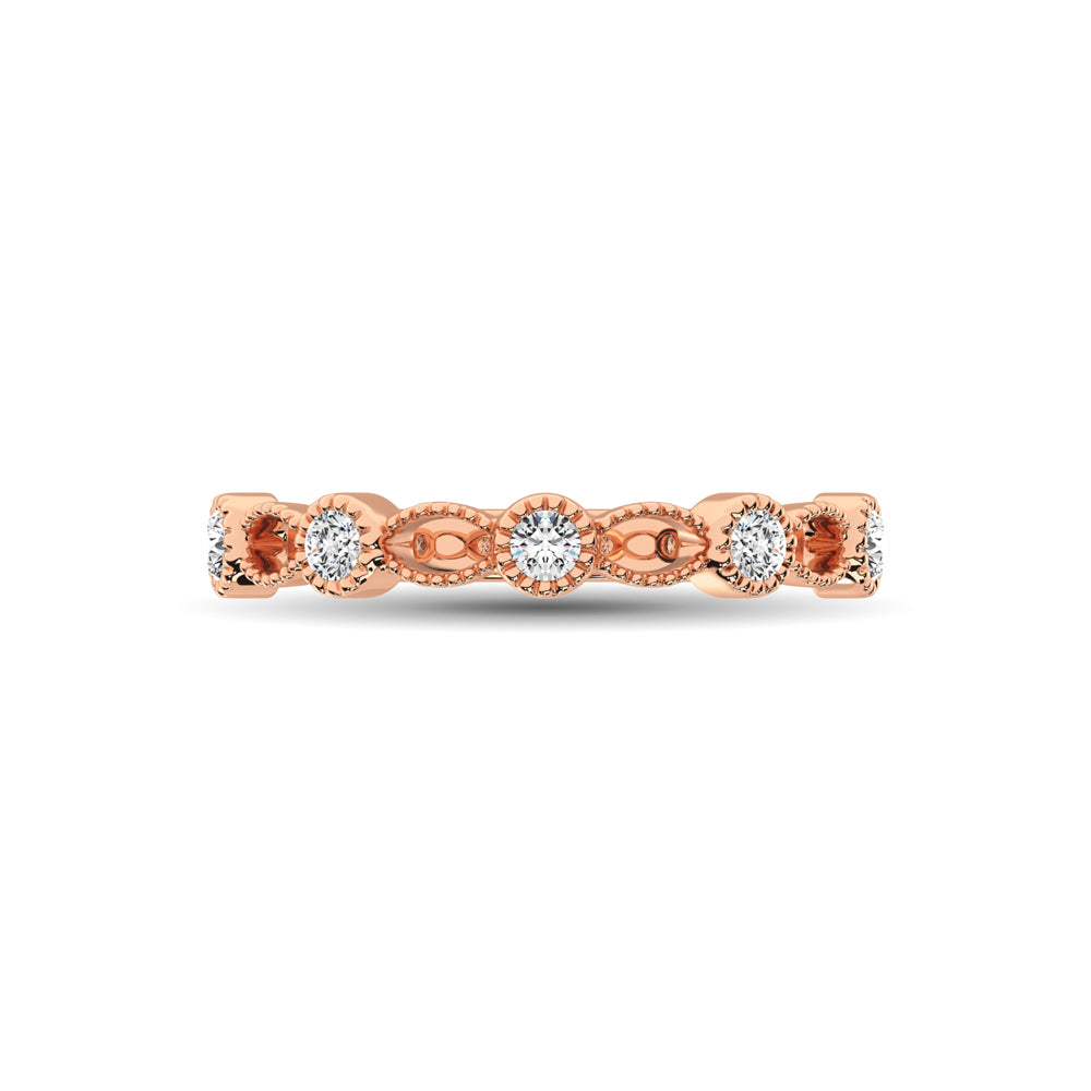 14K Rose Gold 1/6 Ctw Diamond Band - thediamondsq