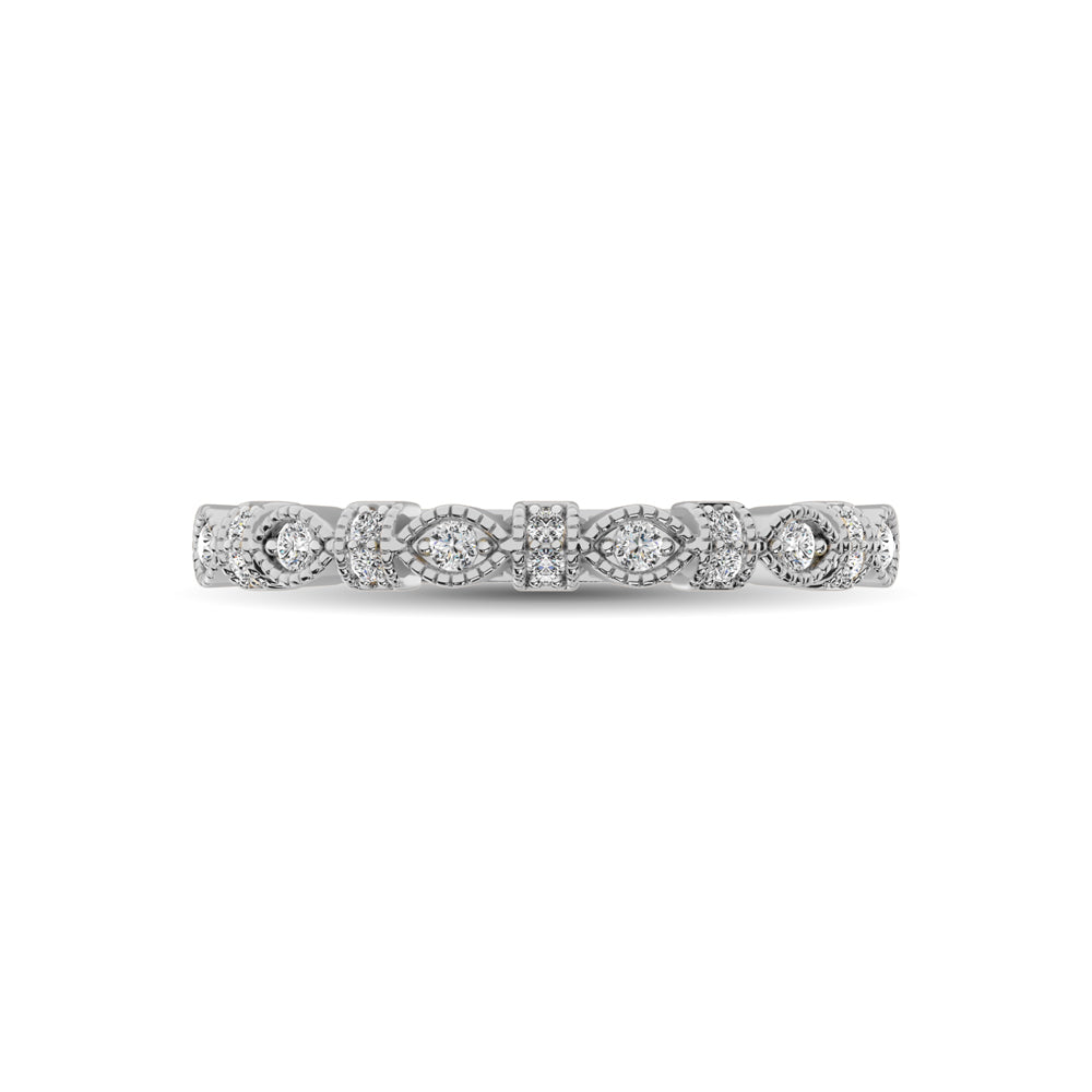 14K White Gold Marquise Frame 1/6 Ctw Diamond Band - thediamondsq