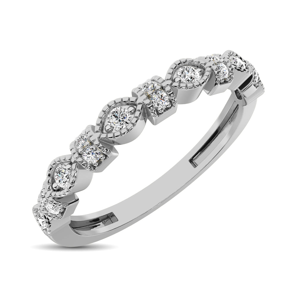 14K White Gold Marquise Frame 1/6 Ctw Diamond Band - thediamondsq
