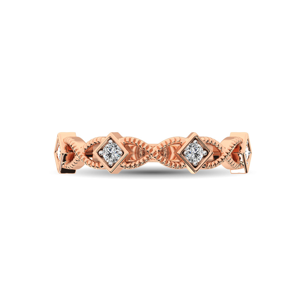 14K Rose Gold 1/8 Ctw Diamond Band - thediamondsq
