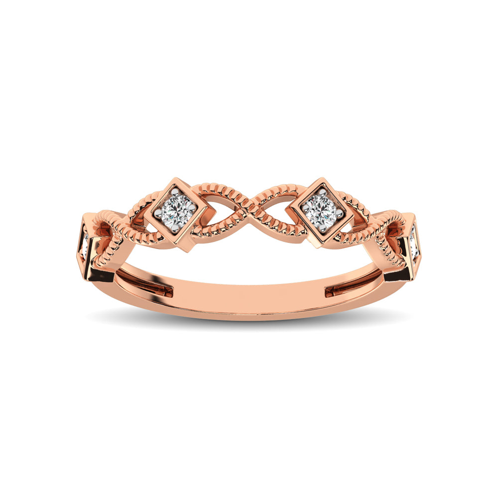 14K Rose Gold 1/8 Ctw Diamond Band - thediamondsq