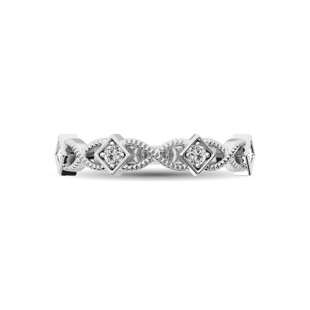 14K White Gold 1/8 Ctw Diamond Band - thediamondsq