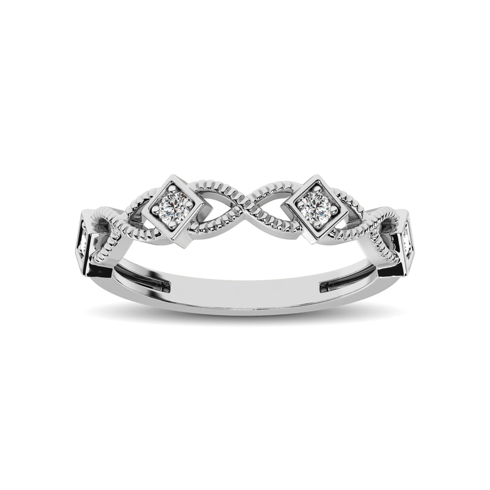 14K White Gold 1/8 Ctw Diamond Band - thediamondsq