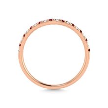 14K Rose Gold Ruby And Diamond 1/5 Ct.Tw. Curve Band