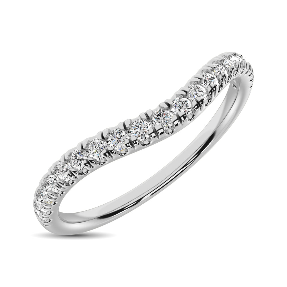 14K White Gold 1/6 ctw Contour Band Ring - thediamondsq