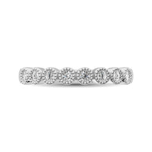 Diamond 1/4 Ctw Stackable Bezel Band with Beaded Setting in 14K White Gold - thediamondsq