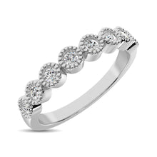 Diamond 1/4 Ctw Stackable Bezel Band with Beaded Setting in 14K White Gold - thediamondsq