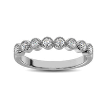Diamond 1/4 Ctw Stackable Bezel Band with Beaded Setting in 14K White Gold - thediamondsq
