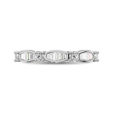 14K White Gold 1/4 Ctw Round and Tapper Diamond Band Ring - thediamondsq