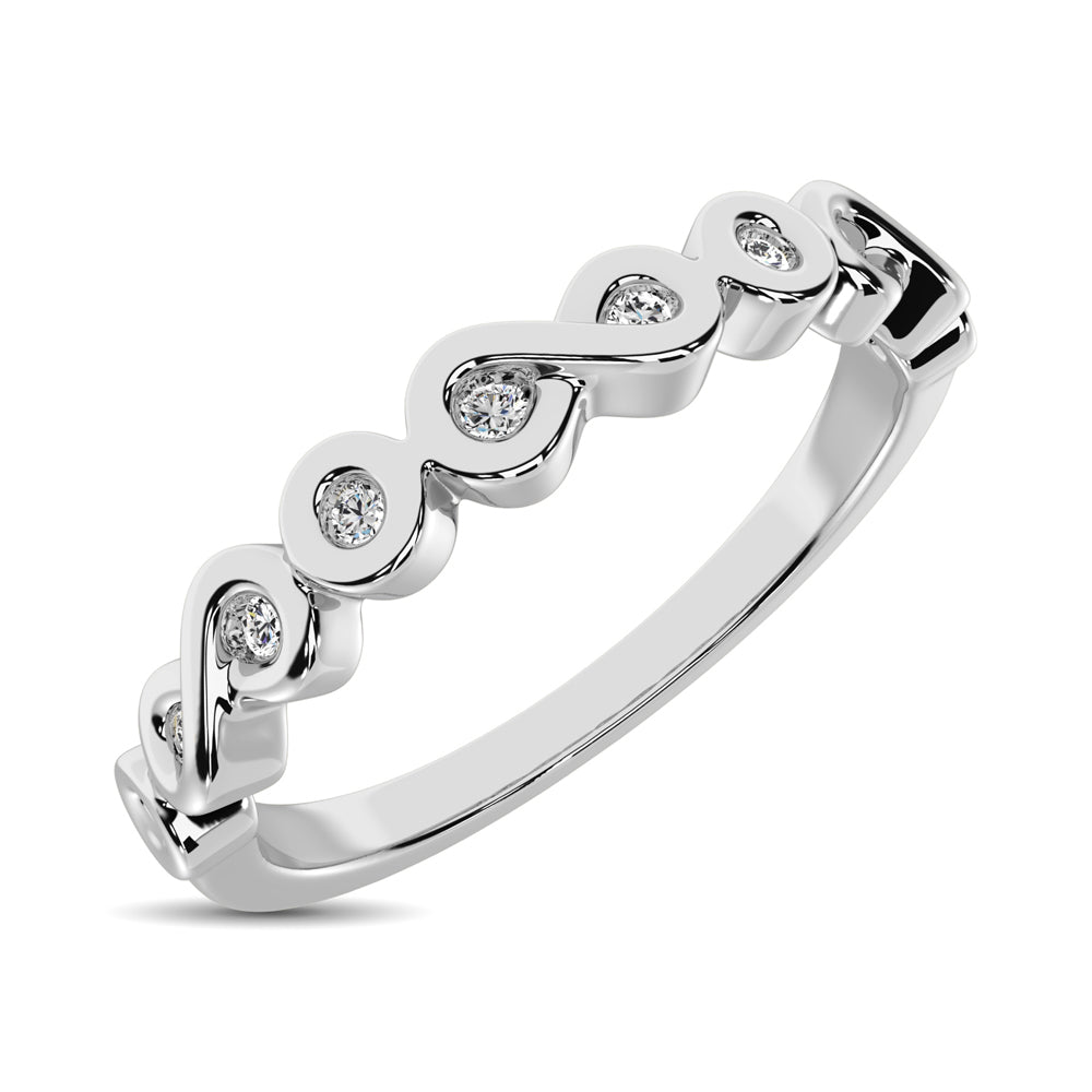 14K White Gold 1/10 Ctw Diamond Band - thediamondsq