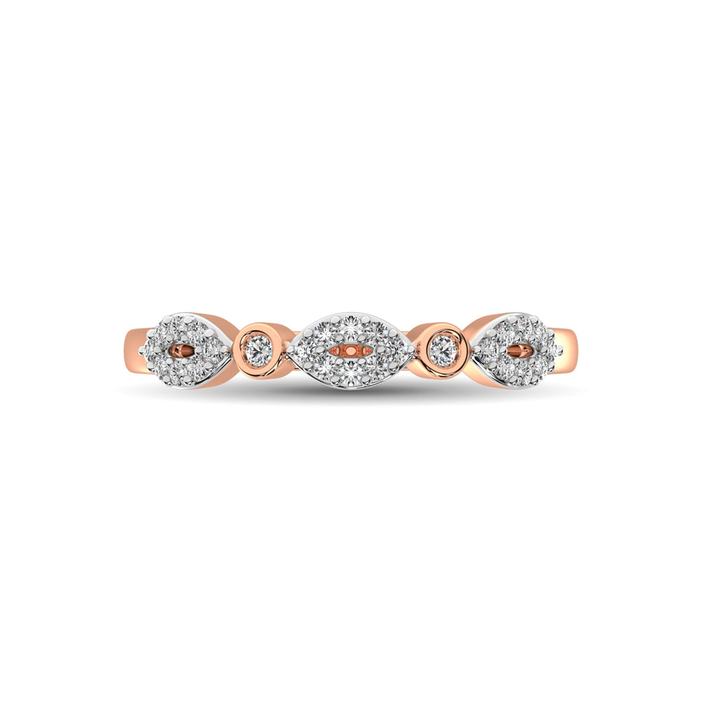 Round and Marquise Shape 1/6 Ctw Diamond Stackable Band in 10K Rose Gold - thediamondsq