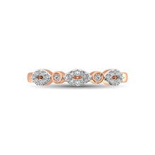 Round and Marquise Shape 1/6 Ctw Diamond Stackable Band in 10K Rose Gold - thediamondsq