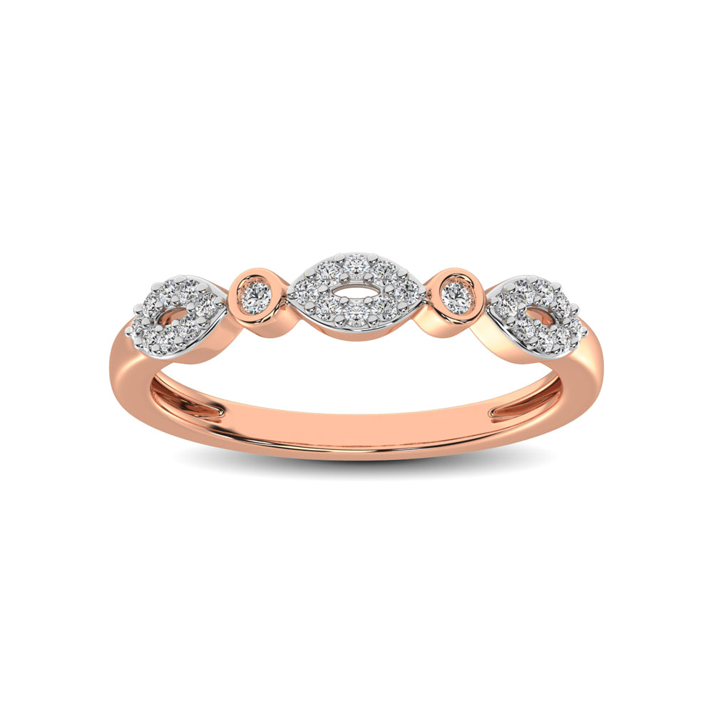 Round and Marquise Shape 1/6 Ctw Diamond Stackable Band in 10K Rose Gold - thediamondsq