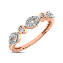 Round and Marquise Shape 1/6 Ctw Diamond Stackable Band in 10K Rose Gold - thediamondsq