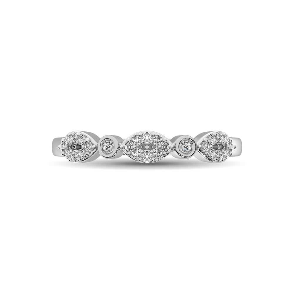 Round and Marquise Shape 1/6 Ctw Diamond Stackable Band - thediamondsq