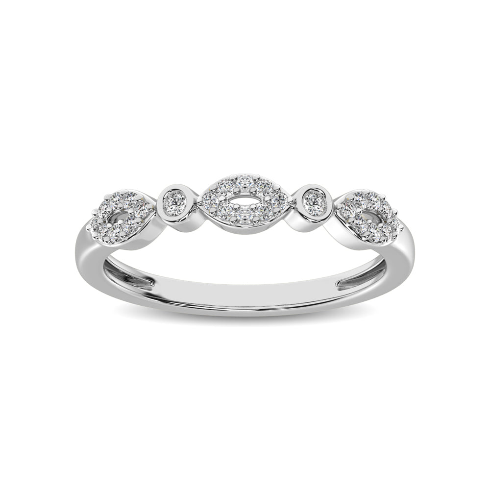 Round and Marquise Shape 1/6 Ctw Diamond Stackable Band - thediamondsq