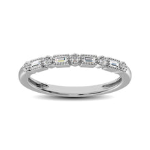 14K White Gold 1/10 Ctw Round and Tapper Diamond Band Ring - thediamondsq