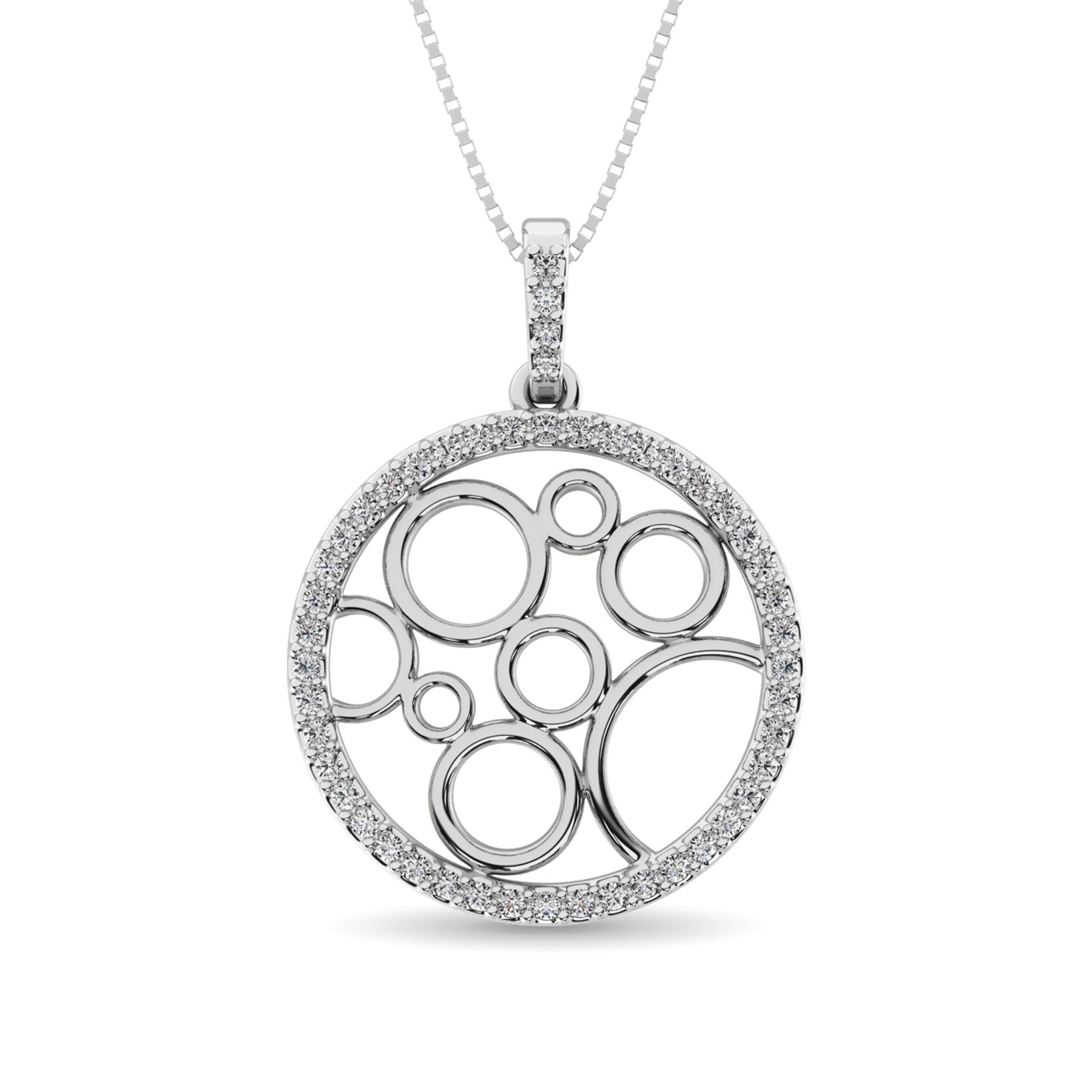 10K White Gold 1/4 Ct.Tw. Diamond Circle Pendant