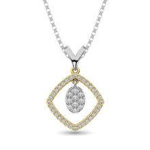 10K Yellow Gold 1/4 Ct.Tw. Diamond Square Shape Pendant with Dangler