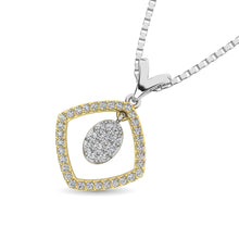 10K Yellow Gold 1/4 Ct.Tw. Diamond Square Shape Pendant with Dangler