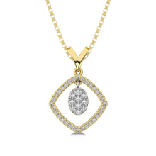 10K Yellow Gold 1/4 Ct.Tw. Diamond Square Shape Pendant with Dangler