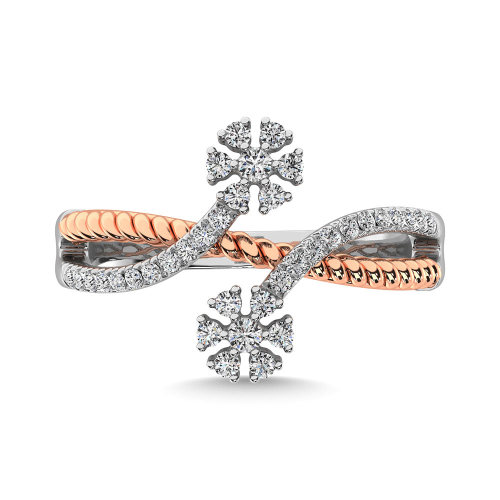 Diamond 1/3.Ct.Tw. Flower Shape Fashion Ring in 14K Rose Gold