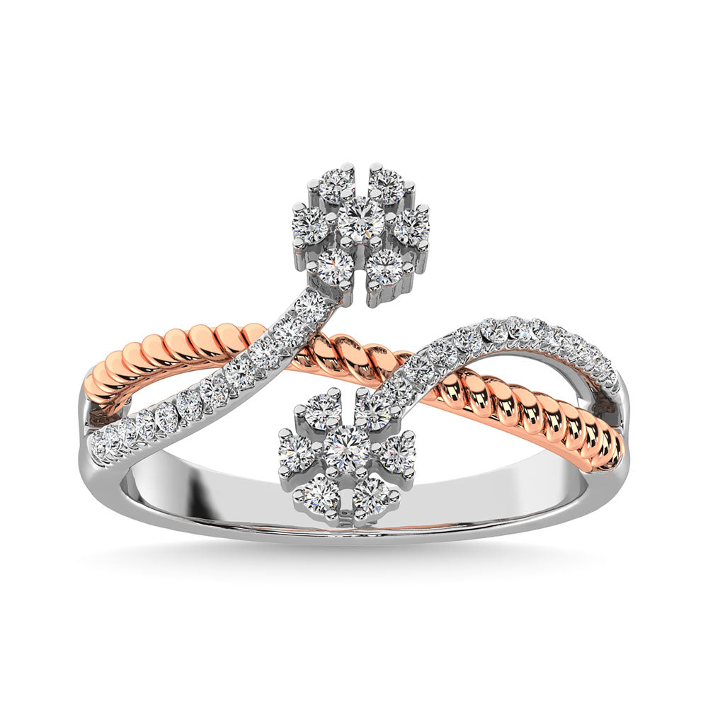 Diamond 1/3.Ct.Tw. Flower Shape Fashion Ring in 14K Rose Gold