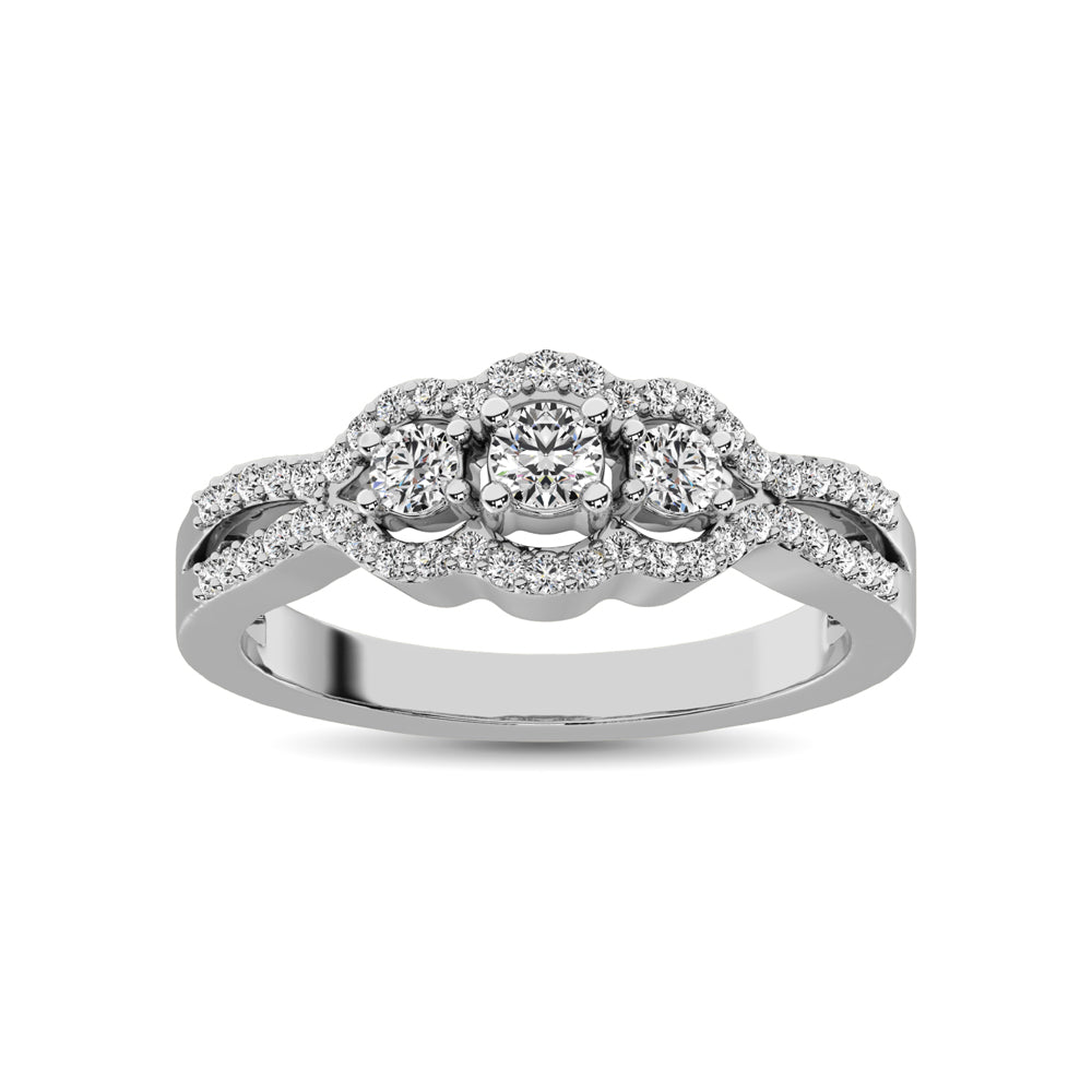 14K White Gold 1/2 Ct.Tw. Diamond Engagement Ring - thediamondsq