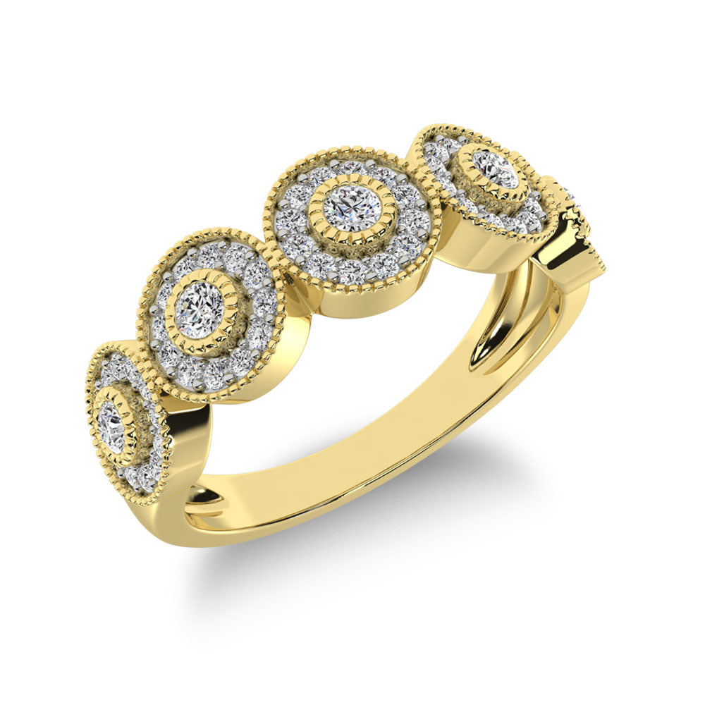 10K Yellow Gold 2/5 Ct.Tw. Diamond Fashion Ring With Milgrain Detail - thediamondsq