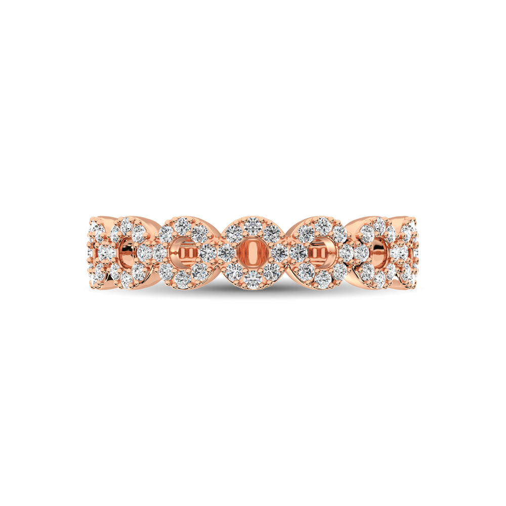 14K Rose Gold 1/3 Ct.Tw. Diamond 7 Station Stackable Band - thediamondsq