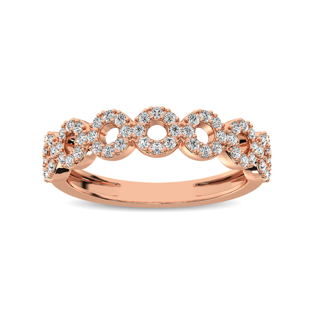 14K Rose Gold 1/3 Ct.Tw. Diamond 7 Station Stackable Band - thediamondsq