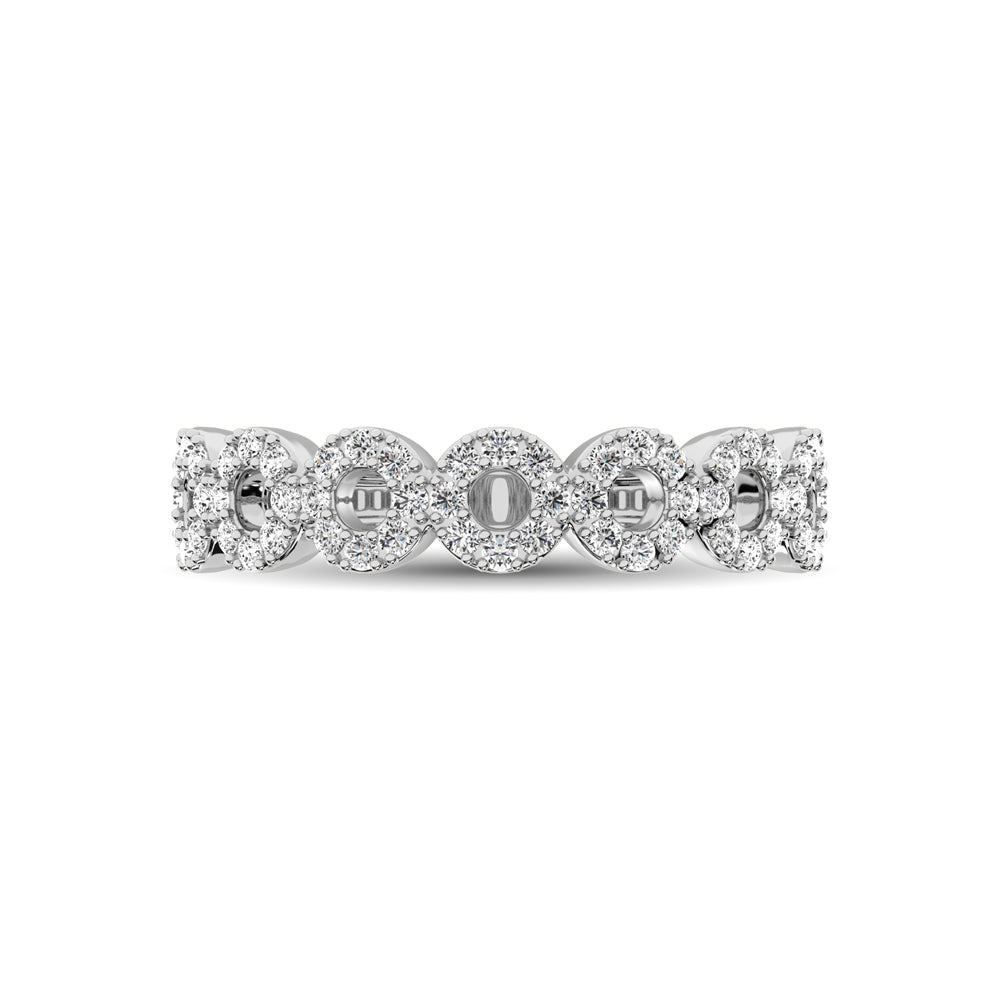 14K White Gold 1/3 Ct.Tw. Diamond 7 Station Stackable Band - thediamondsq